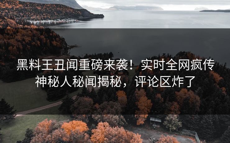 黑料王丑闻重磅来袭！实时全网疯传神秘人秘闻揭秘，评论区炸了