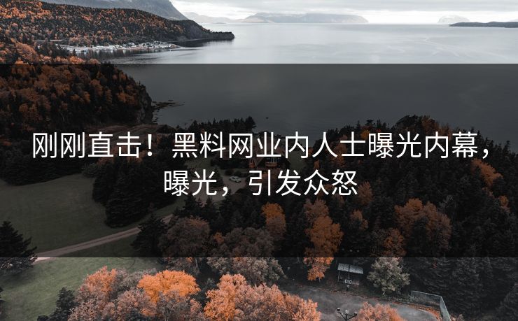 刚刚直击！黑料网业内人士曝光内幕，曝光，引发众怒