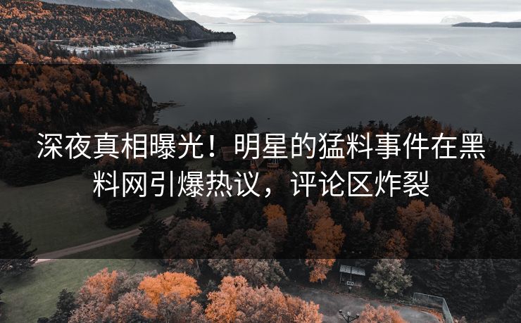深夜真相曝光！明星的猛料事件在黑料网引爆热议，评论区炸裂