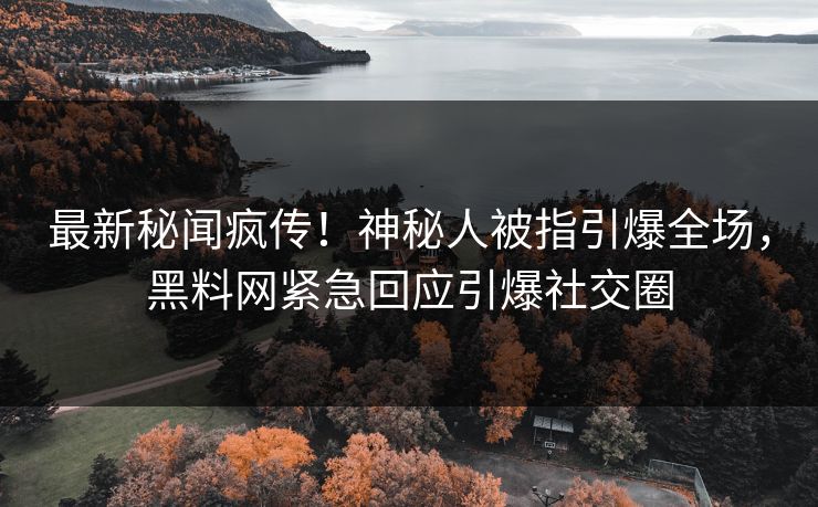 最新秘闻疯传！神秘人被指引爆全场，黑料网紧急回应引爆社交圈