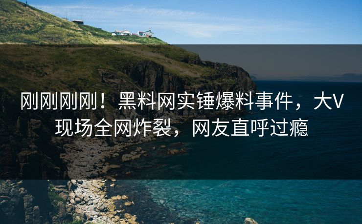 刚刚刚刚！黑料网实锤爆料事件，大V现场全网炸裂，网友直呼过瘾
