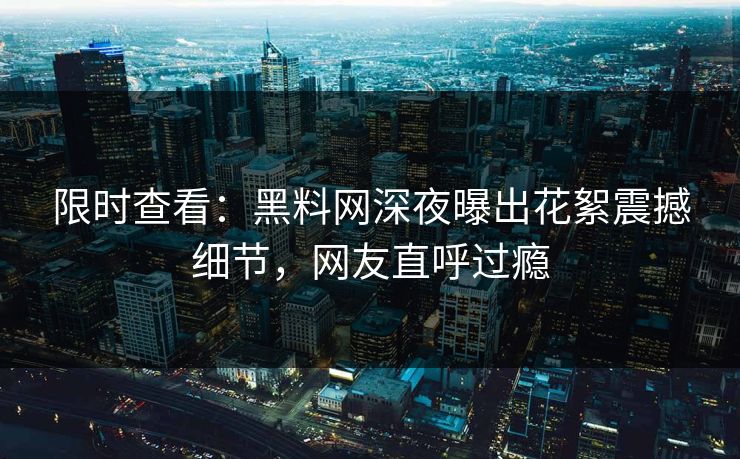 限时查看：黑料网深夜曝出花絮震撼细节，网友直呼过瘾