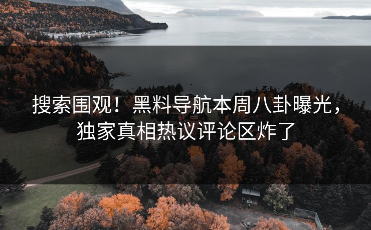 搜索围观！黑料导航本周八卦曝光，独家真相热议评论区炸了